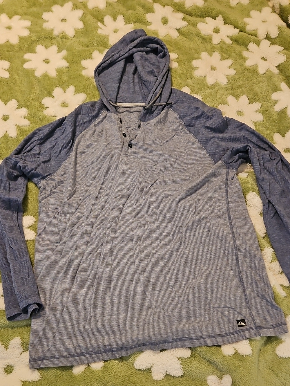 Quiksilver Light Blue Raglan Hooded Long-Sleeve Pullover
